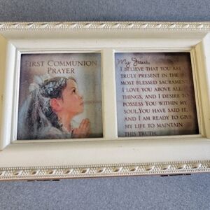 Cream Double Photo Frame with First Communion Prayer